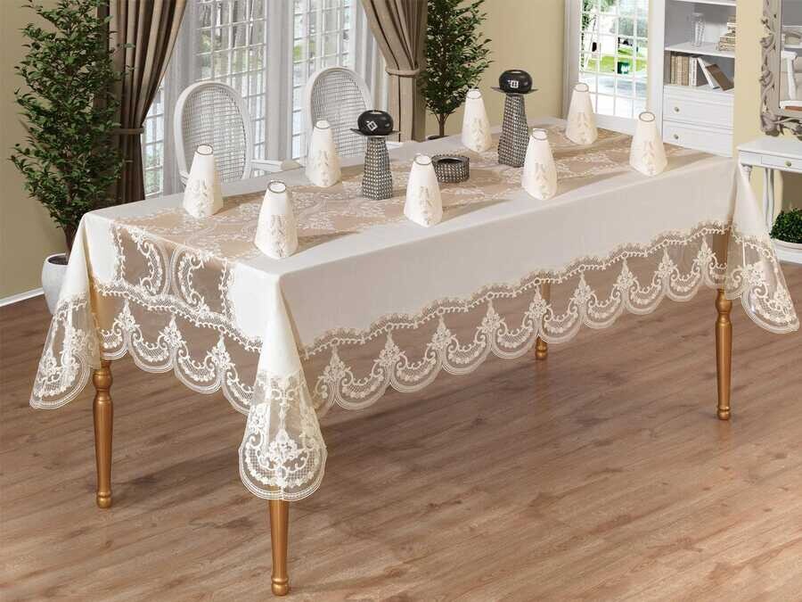 French Guipure Mısra Lace Dinner Set - 25 Pieces - Thumbnail