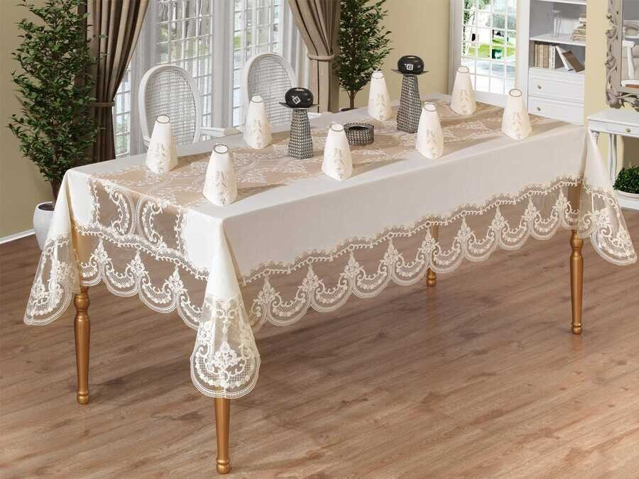French Guipure Mısra Lace Dinner Set - 25 Pieces - Thumbnail