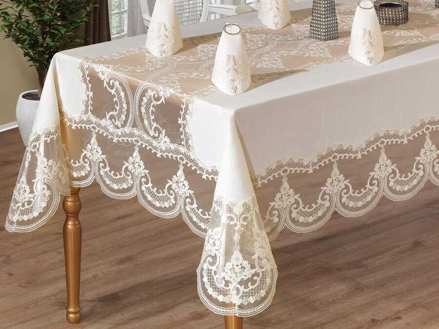 French Guipure Mısra Lace Dinner Set - 25 Pieces - Thumbnail