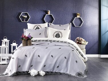 Dowry World - French Guipure Embroidery Alya Bridal Set Cream Gray Dowry World - French Guipure Embroidery Alya Bridal Set Cream Gray