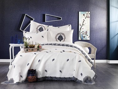 Dowry World - Fransız Güpürlü Nakışlı Alya Gelin Seti Krem Lacivert Dowry World - Fransız Güpürlü Nakışlı Alya Gelin Seti Krem Lacivert