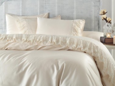 Dowry World - French Guipure Olezka Double 6 Piece Duvet Cover Set Champagne Dowry World - French Guipure Olezka Double 6 Piece Duvet Cover Set Champagne