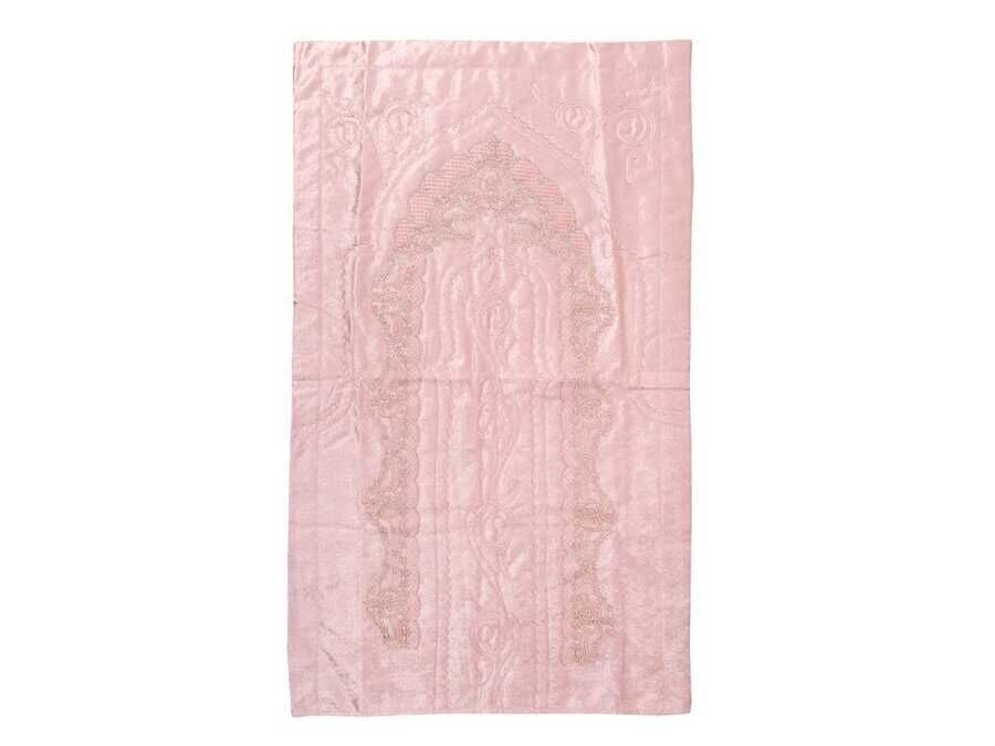 French Guipure Osmanli Luxury Velvet Prayer's Rug - Powder