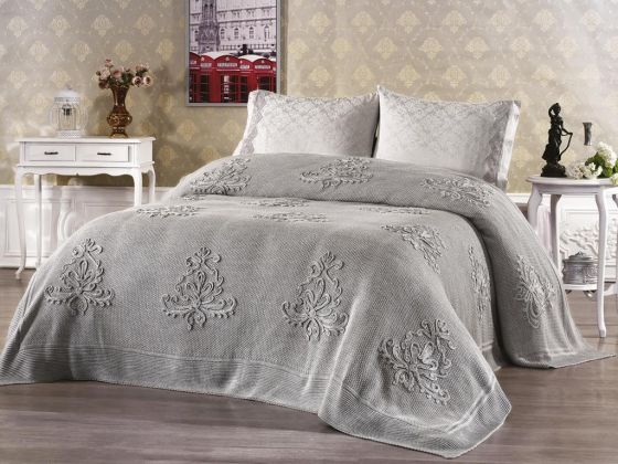 French Guipure Patya Blanket Set Gray