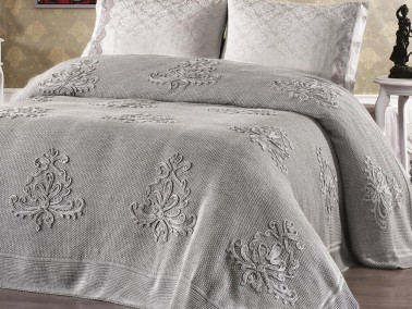 French Guipure Patya Blanket Set Gray - Thumbnail
