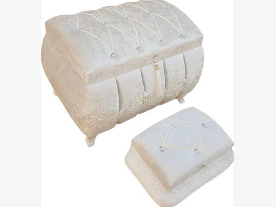 Dowry World - French Guipure and Tasseled 2-Pack Dowry Chest Princess Cream Dowry World - French Guipure and Tasseled 2-Pack Dowry Chest Princess Cream