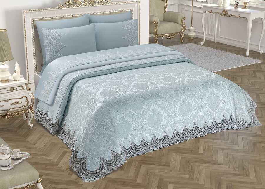 Dowry World - French Laced Queen Bridal Set Blue Dowry World - French Laced Queen Bridal Set Blue