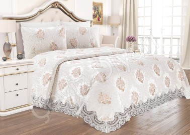 Çeyiz Diyarı - French Guipure Roseart Pique Set Cream Çeyiz Diyarı - French Guipure Roseart Pique Set Cream