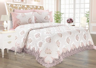 Çeyiz Diyarı - French Guipure Roseart Pique Set Powder Çeyiz Diyarı - French Guipure Roseart Pique Set Powder