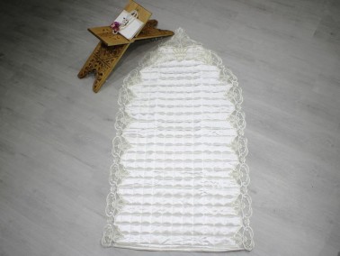 Dowry World - French Guipure Dream Quilted Velvet Prayer's Rug - Cream Dowry World - French Guipure Dream Quilted Velvet Prayer's Rug - Cream