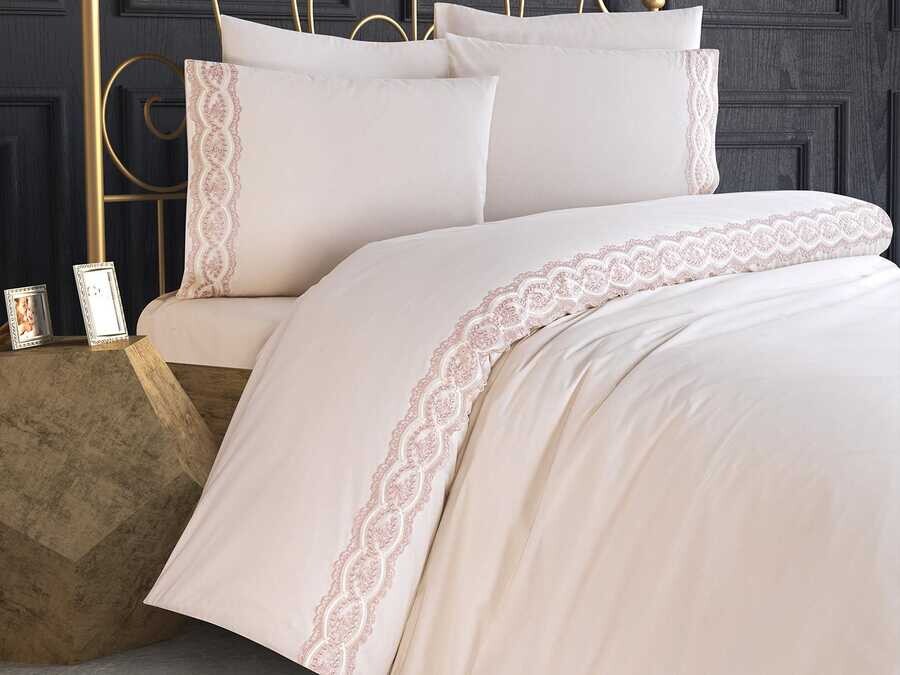 
French Guipure Sanem Dowry Duvet Cover Set Cream - Thumbnail