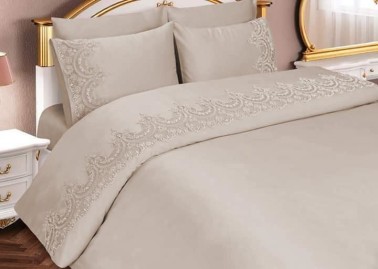 Dowry World - French Guipure Sultans Duvet Cover Set - Cappucino Dowry World - French Guipure Sultans Duvet Cover Set - Cappucino