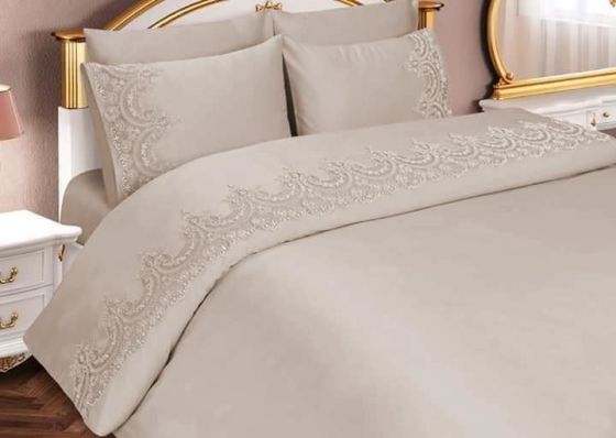  French Guipure Sultans Duvet Cover Set Cappucino