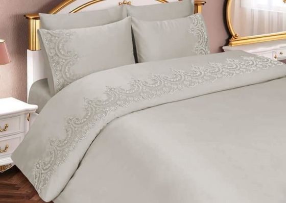 French Guipure Sultans Duvet Cover Set Cream