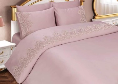 Çeyiz Diyarı - French Guipure Sultans Duvet Cover Set - Powder
