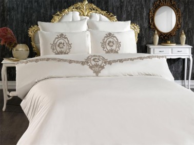 Çeyiz Diyarı - French Guipure Suzi Double Duvet Cover Set Cream