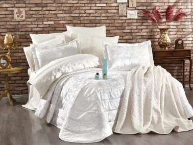 Dowry World - Fransız Güpürlü Vesna 11 Parça Çeyiz Seti Krem