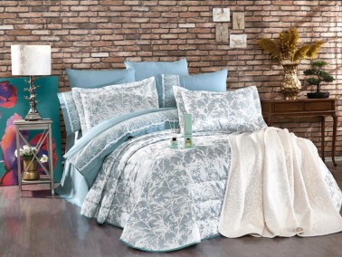 Dowry World - Fransız Güpürlü Vesna 11 Parça Çeyiz Seti Petrol