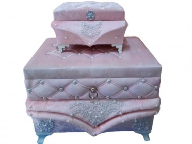 Dowry World - French Guipure Emerald 2-Compartment 2 Liter Dowry Chest Powder Dowry World - French Guipure Emerald 2-Compartment 2 Liter Dowry Chest Powder