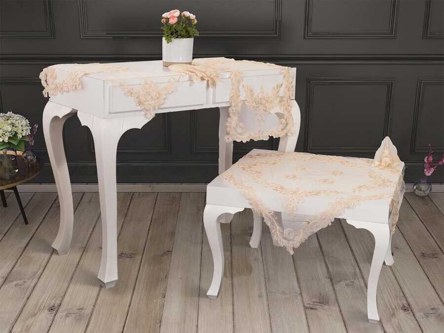 Dowry World - French Ivy Living Room Set 16 Pieces Ecru