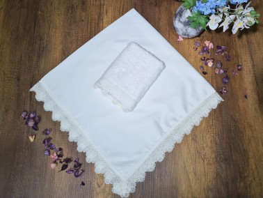 French Guipure Isıltı Towel Bundle Set 2 pcs Cream - Thumbnail