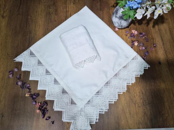 French Guipure Lace Towel Bundle Set 2 pcs Cream