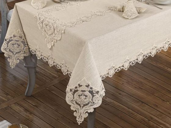 French Guipure Miray Table Cloth - Cream