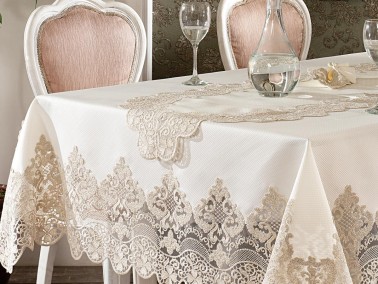  French Guipure Yakut Tablecloth Set 26 Pieces 4 Colors - Thumbnail
