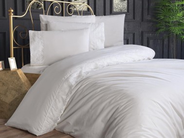 French Lace Alber Dowry Duvet Cover Set Cream - Thumbnail