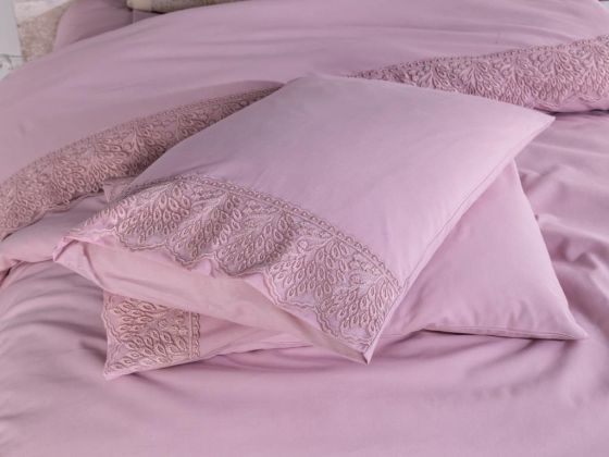 French Lace Arduç Dowry Duvet Cover Set Powder