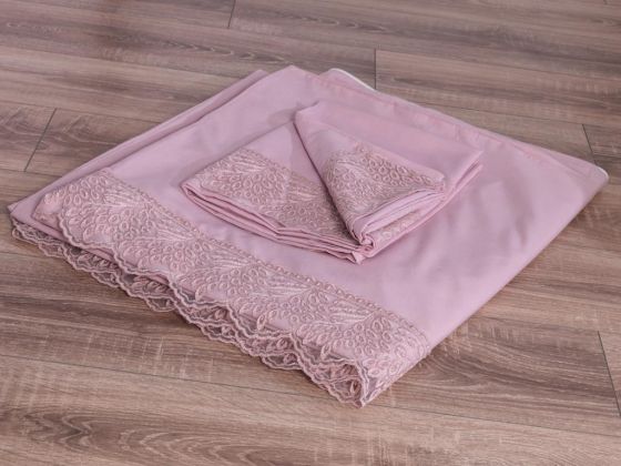 French Lace Arduç Dowry Duvet Cover Set Powder