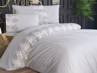 French Lace Buğlem Dowry Duvet Cover Set Cream - Thumbnail