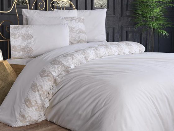 French Lace Buğlem Dowry Duvet Cover Set Cream