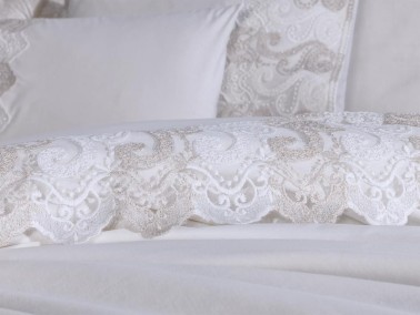 French Lace Buğlem Dowry Duvet Cover Set Cream - Thumbnail