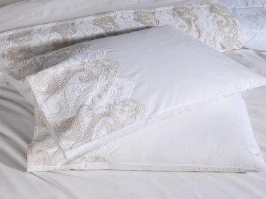 French Lace Buğlem Dowry Duvet Cover Set Cream - Thumbnail