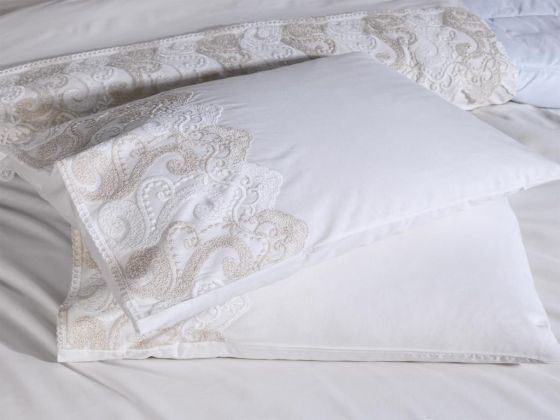 French Lace Buğlem Dowry Duvet Cover Set Cream