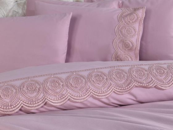 French Lace Ceylin Dowry Duvet Cover Set Powder
