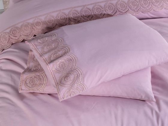 French Lace Ceylin Dowry Duvet Cover Set Powder