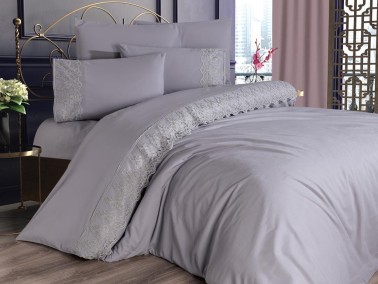French Lace Legend Dowry Duvet Cover Set Gray - Thumbnail