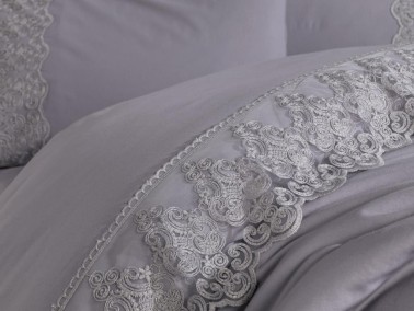 French Lace Legend Dowry Duvet Cover Set Gray - Thumbnail