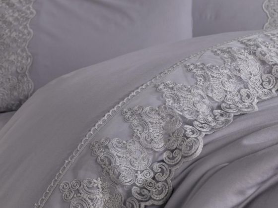 French Lace Legend Dowry Duvet Cover Set Gray