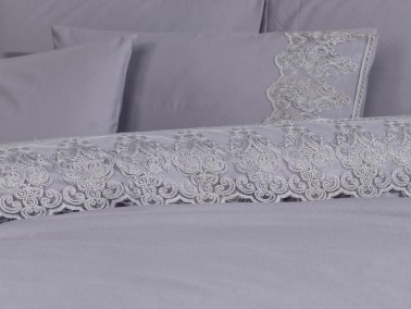 French Lace Legend Dowry Duvet Cover Set Gray - Thumbnail