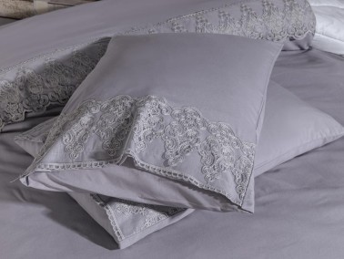 French Lace Legend Dowry Duvet Cover Set Gray - Thumbnail