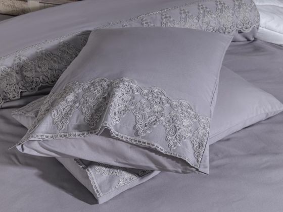 French Lace Legend Dowry Duvet Cover Set Gray