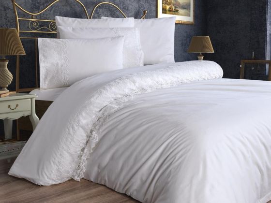 French Lace Simona Dowry Duvet Cover Set Cream
