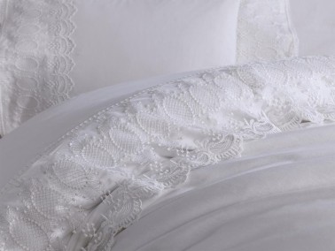 French Lace Simona Dowry Duvet Cover Set Cream - Thumbnail