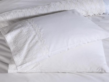 French Lace Simona Dowry Duvet Cover Set Cream - Thumbnail