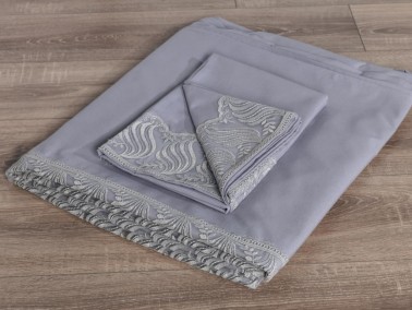 French Lace Wave Dowry Duvet Cover Set Gray - Thumbnail