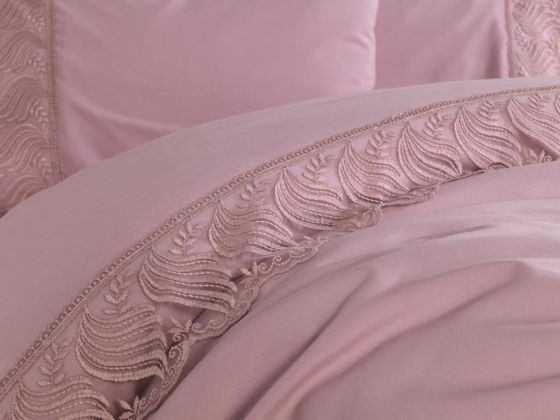 French Lace Wave Dowry Duvet Cover Set Powder