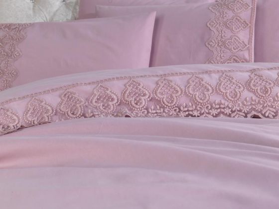 French Lacy Husna Dowry Duvet Cover Set Powder